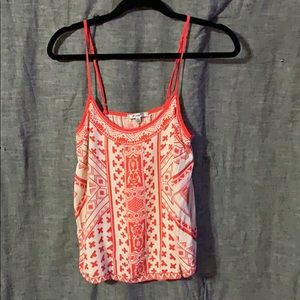 Pink and white patterned top. size S